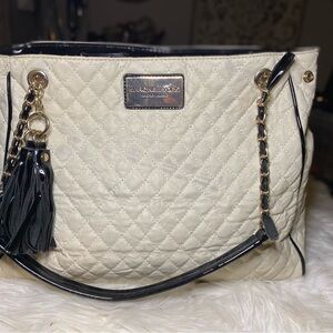 Marc New York Cream and Black Quilted Tote
